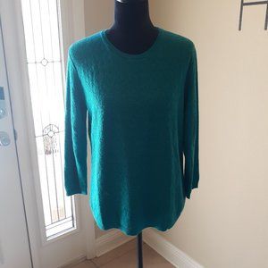 Alfred Dunner 3/4 Sleeve Metallic Green Sweater size XL